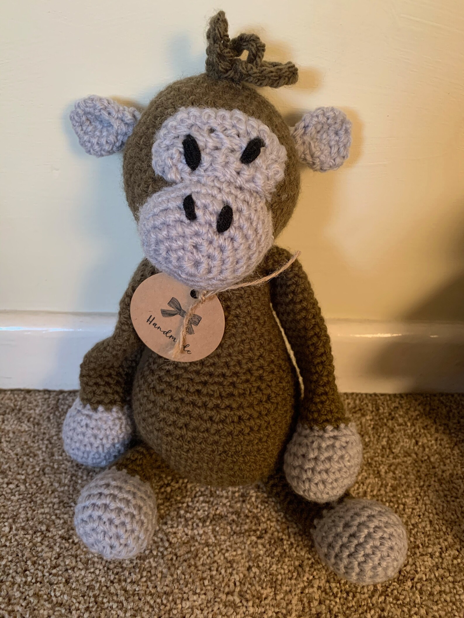 Handmade Crochet gorilla small brown body & grey face Etsy