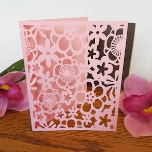 Cricut Joy Lacy flower Card Template/SVG & PNG file instant download/Laser Cut Floral/Beautiful intricate greeting card/ wedding invitation