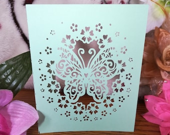 Cricut Lacy Butterfly Card Template/SVG and PNG file instant download/Clear Format/Beautiful intricate greeting card/ Flower invitation