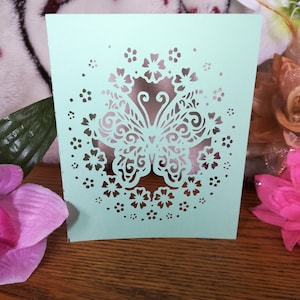 Cricut Lacy Butterfly Card Template/SVG and PNG file instant download/Clear Format/Beautiful intricate greeting card/ Flower invitation