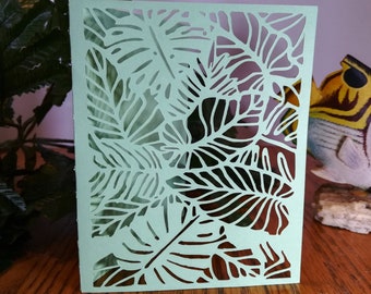 Cricut Joy Tropical card template /SVG Jungle palm /Clear Format/Beautiful palm leave invitation/ intricate ocean cricut/
