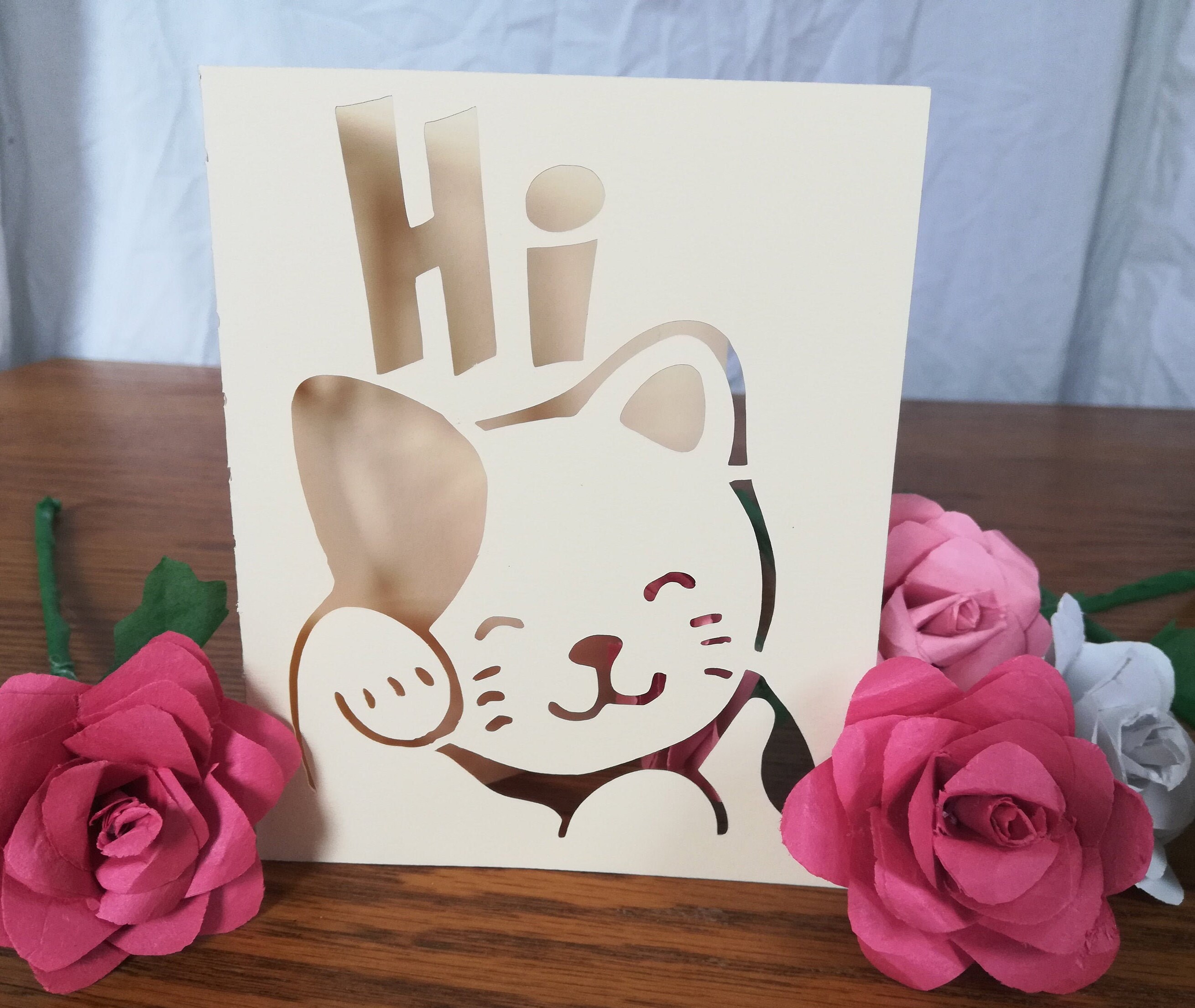 Cricut Joy Katze Grußkarte Vorlage/ Hi Waving Kitty/ SVG Datei - Etsy.de