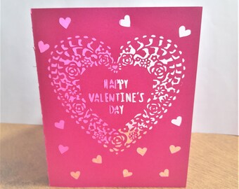 Cricut Valentines day heart Card / SVG and PNG file instant download/ lacy heart /Beautiful intricate greeting card/ Happy valentines day