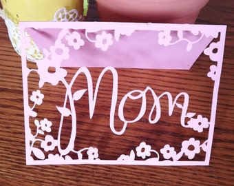 Cricut Joy Moederdagkaart / bloemen wenskaartsjabloon / SVG-bestand / instant download / mooie kanten gelukkige moederdagkaart /
