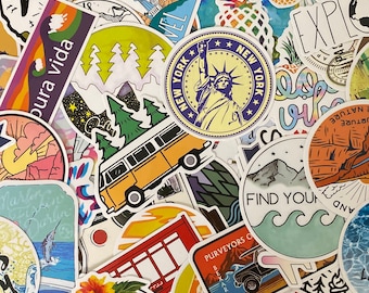 Travel themed Stickers, Random 3-4 inch vinyl sticker packs