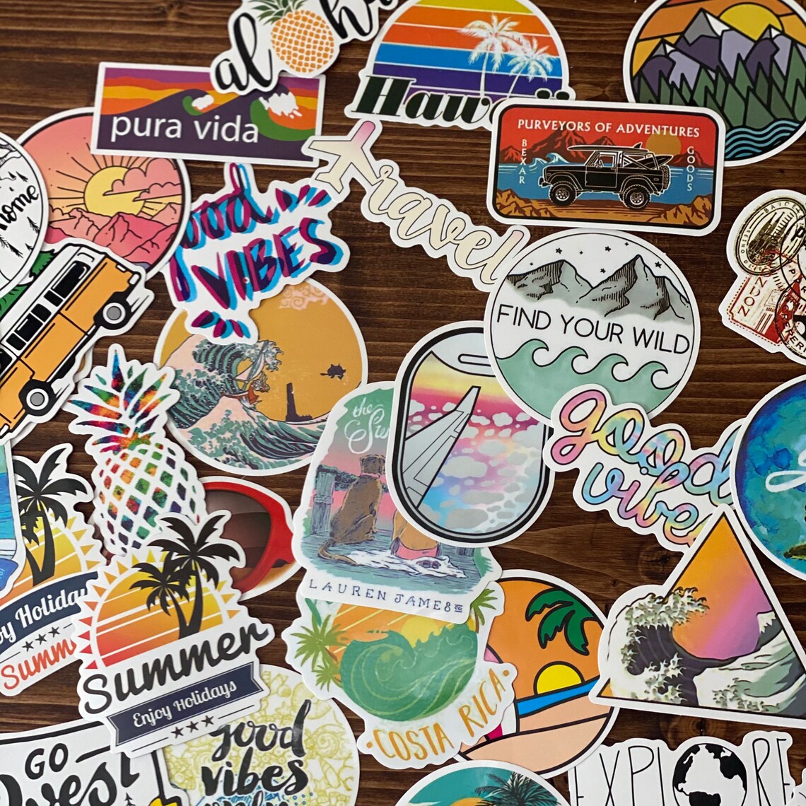 Travel Themed Stickers Random 34 Inch Vinyl Sticker Packs Etsy