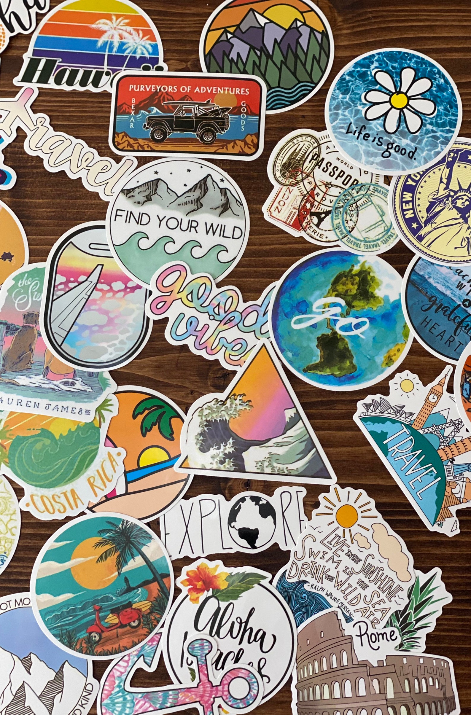 Travel Themed Stickers Random 34 Inch Vinyl Sticker Packs Etsy