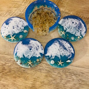 Runde Stranduntersetzer mit Halter... Küstendekor... Stranduntersetzer... Untersetzer trinken... Untersetzer mit Halterung... Strand Dekor... Personalisiertes Geschenk... Weihnachten