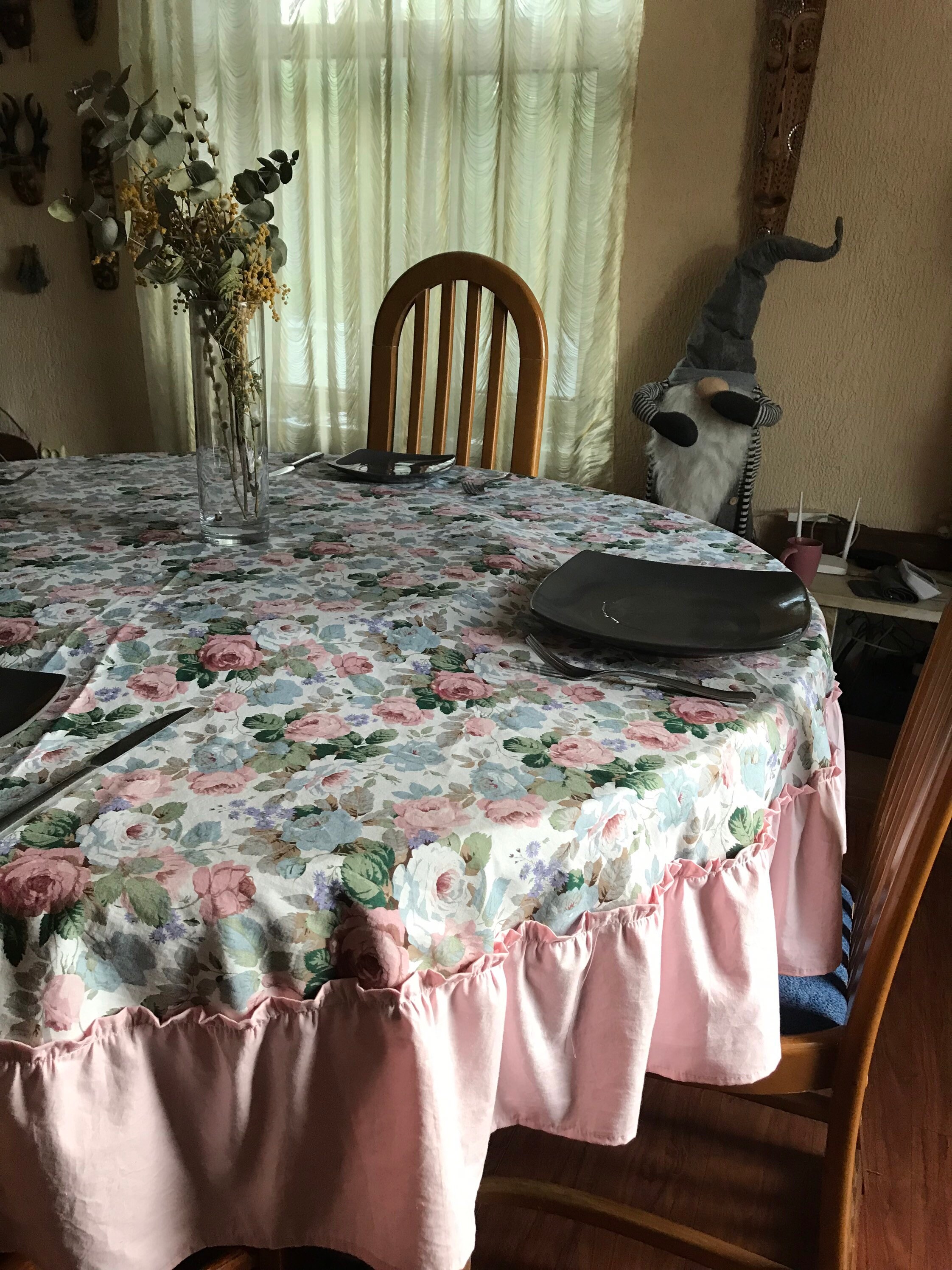 Natural Cotton Tablecloth Round Tablecloth with Riffle Etsy