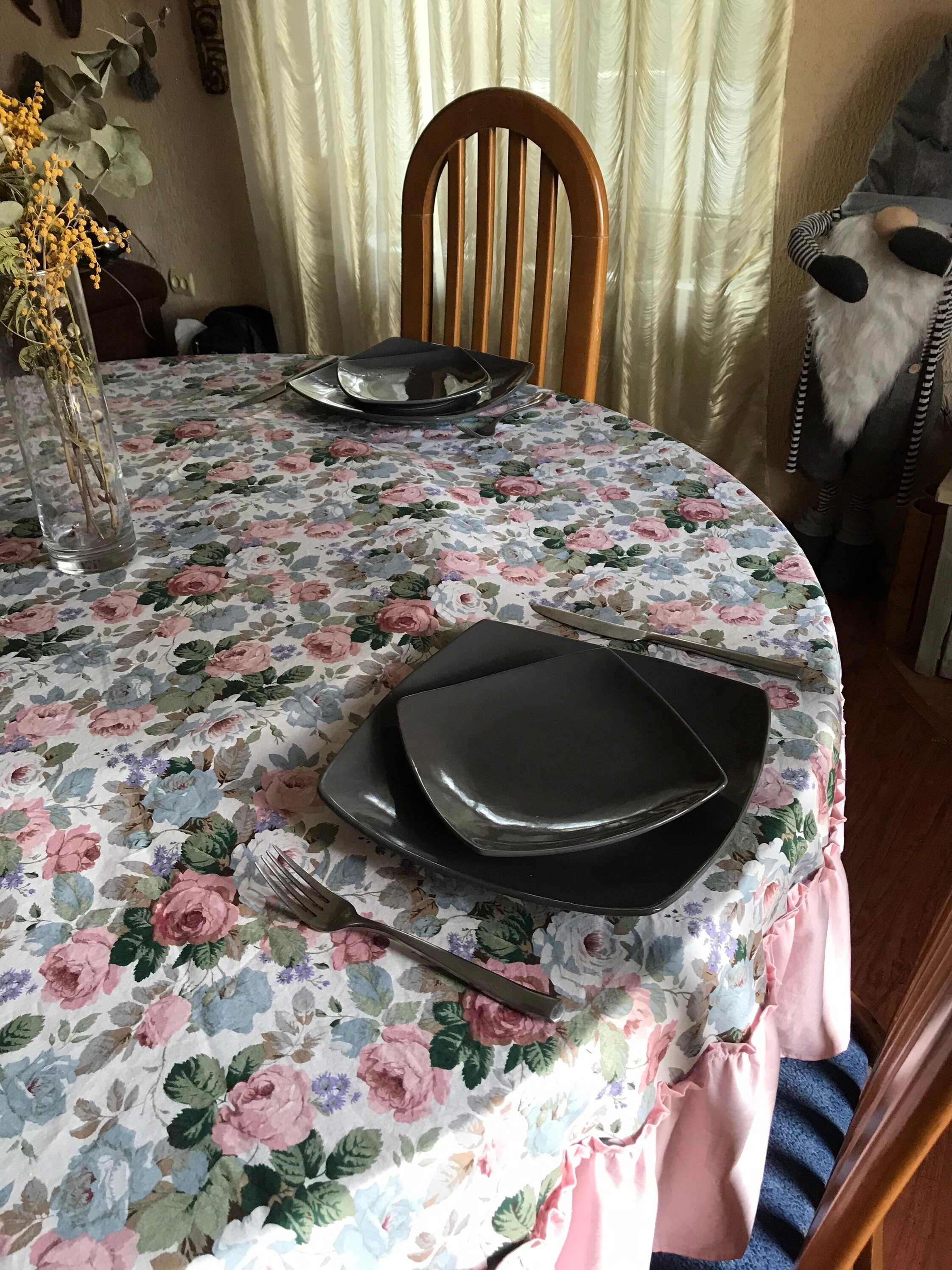Natural Cotton Tablecloth Round Tablecloth with Riffle Etsy