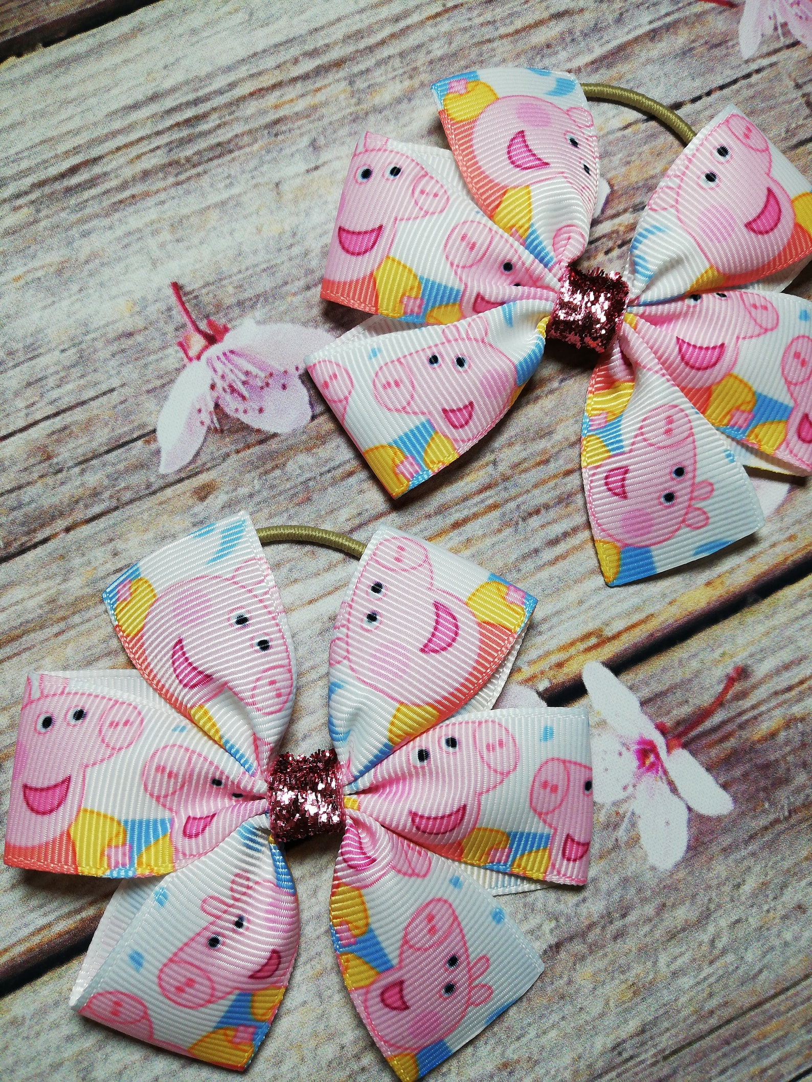 Pair of Peppa Pig Hair Bow Bobbles Girls Baby Toddler Hair Etsy