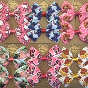 Pair Of Animals Ribbon Hair Bows Alligator Clip/Bobbles Girls Baby Toddler Hair Bows