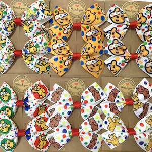Lazos para el cabello hechos a mano con cinta de grogrén para niños necesitados de Pudsey Bear