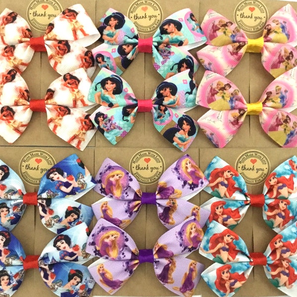 Character Princess Grosgrain Ribbon Handmade Hair Bows