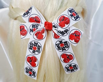 Große rote Nase Day Haarschleife 10,5 cm, Comic Relief 2026 Party Accessoire, große rote Nase Geschenk für Mädchen, handgemachte rote Nase Day Clip oder weiche Bommel