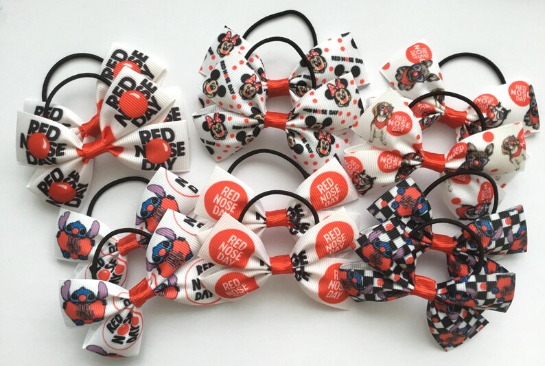 Red Nose Day 2026 Hair Bows, Set of 2 Red School Bows for Girls, Comic Relief Hair Clips or Bobbles, Baby & Toddler Red Hair Accessory Bild 9