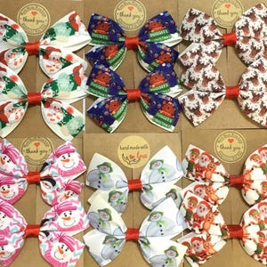 CHRISTMAS Hair Bows Alligator Clip /Bobbles Girls Baby Toddler Hair Bows
