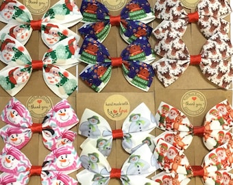CHRISTMAS Hair Bows Alligator Clip /Bobbles Girls Baby Toddler Hair Bows