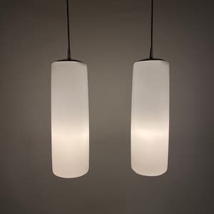 Enormous rare frosted White glass pendant light by Peill and Putzler XL 1960