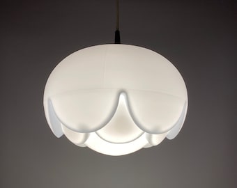 Large frosted glass pendant light by Peill and Putzler Seerose / Artichoke XL 1970
