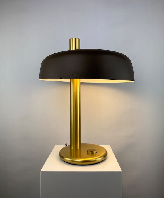 Brown and Gold Desk Lamp 7603 by Heinz F.W. Stahl for Hillebrand