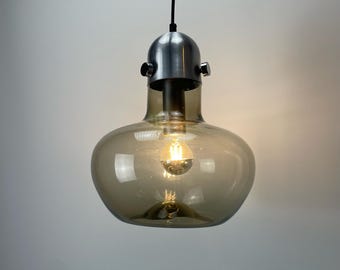 Smoked glass pendant lamp by Nettelhoff Leuchten 1970
