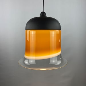 Large brown and clear glass Peill and Putzler pendant light BELL AH 182