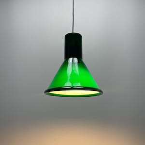 Green Danish pendant light P & T MINI by Michael Bang for Holmegaard 1972