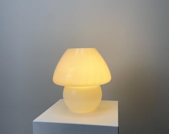 White glass mushroom table lamp from 1970
