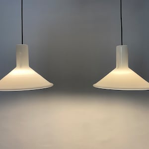 Pair of Danish pendant lights Model P & T by Michael Bang for Holmegaard 1972