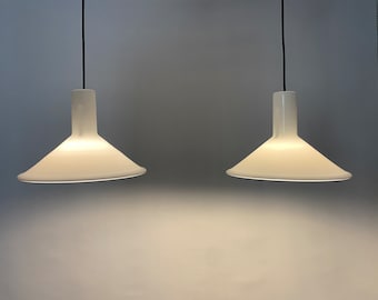 Pair of Danish pendant lights Model P & T by Michael Bang for Holmegaard 1972