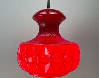 Red glass pendant light by Peill and Putzler 1960