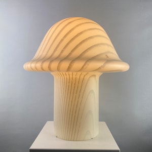Enormous white glass Peill and Putzler mushroom table lamp XXL 1970