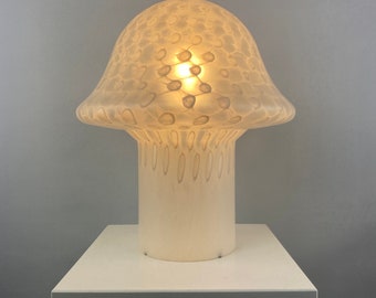 Large white glass Peill and Putzler mushroom table lamp XL 1970