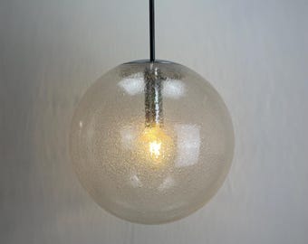 1 of 4 Large globe bubble glass pendant lamp by Peill & Putzler 1970