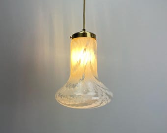 Italian cloudy white and clear glass pendant lamp 1960