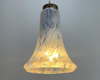 Italian cloudy white and blue glass pendant lamp 1960