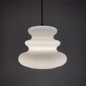 White milk glass pendant light AH 1 by Peill and Putzler 1960