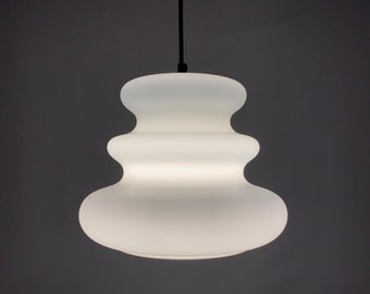 White milk glass pendant light AH 1 by Peill and Putzler 1960