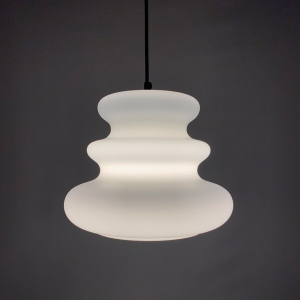 White milk glass pendant light AH 1 by Peill and Putzler 1960