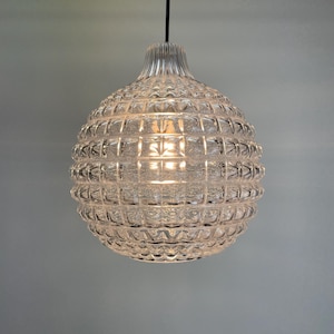 Crystal glass pendant lamp by Peill & Putzler 1960