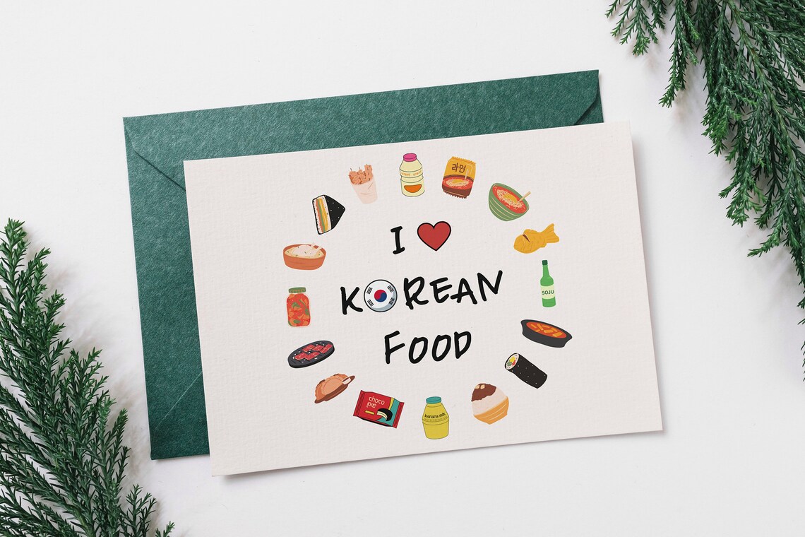I LOVE KOREAN Foodkorean Postcard Printable Postcard Korean Etsy