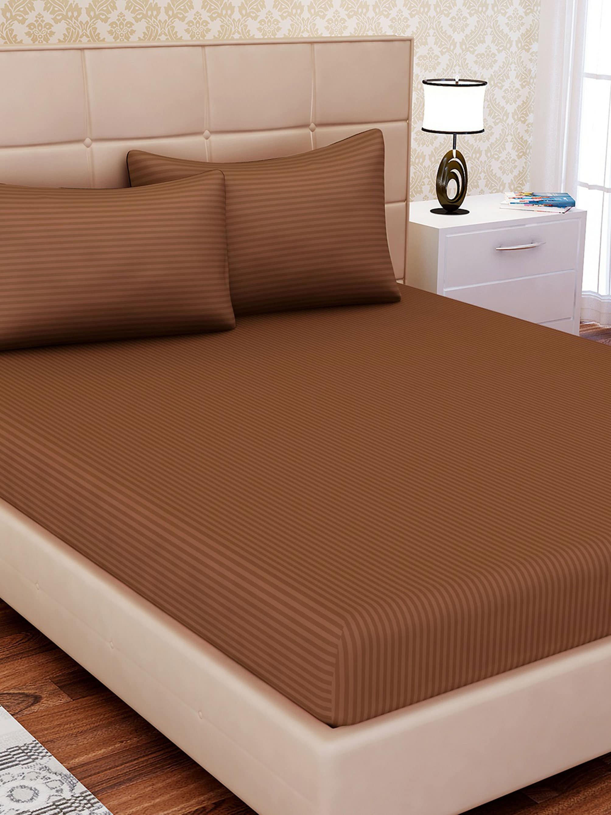 Brown Solid Cotton Bedsheet Set Sustainable Bedding King Etsy