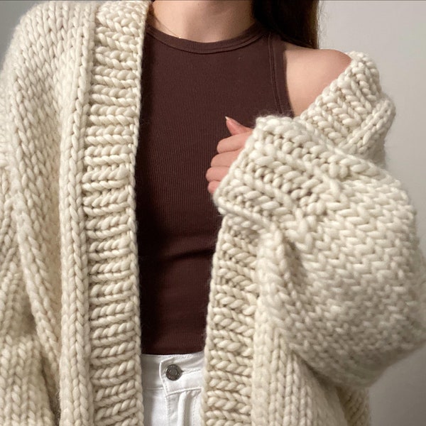 Knitting Pattern: The Oversized Cardigan by Lovebird Knitwear - beginner friendly chunky knit pattern