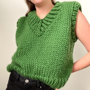 Knitting Pattern: The V Neck Vest by Lovebird Knitwear - beginner friendly chunky knit pattern