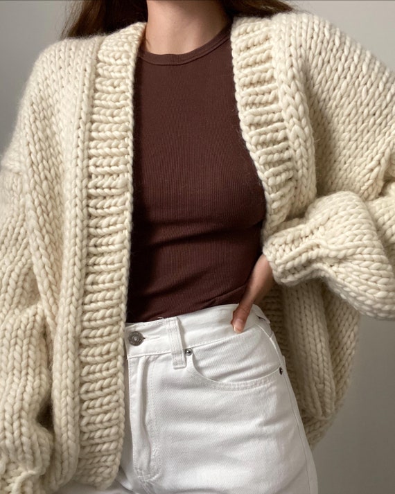 handmade knit cardigan(ivory)