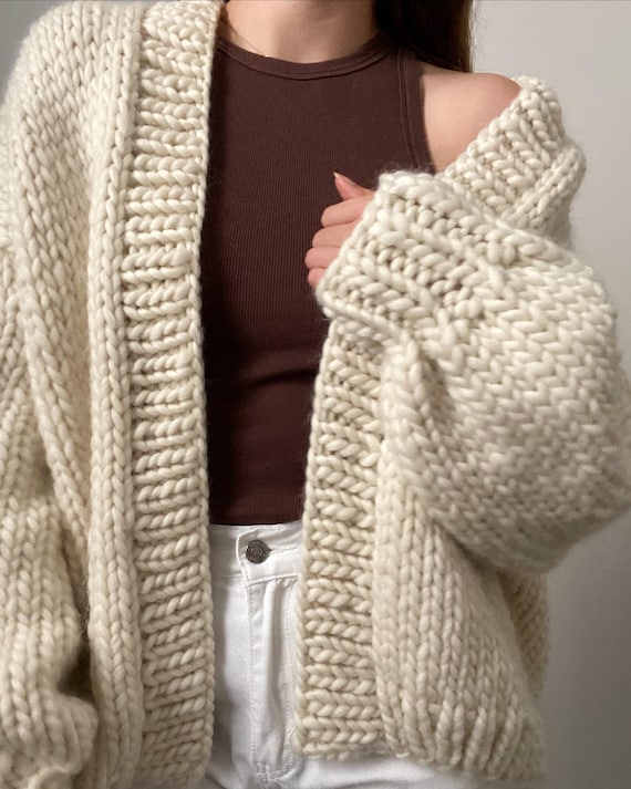 Super Chunky Knit Cardigan Pattern Instant Download, Hand Knitted