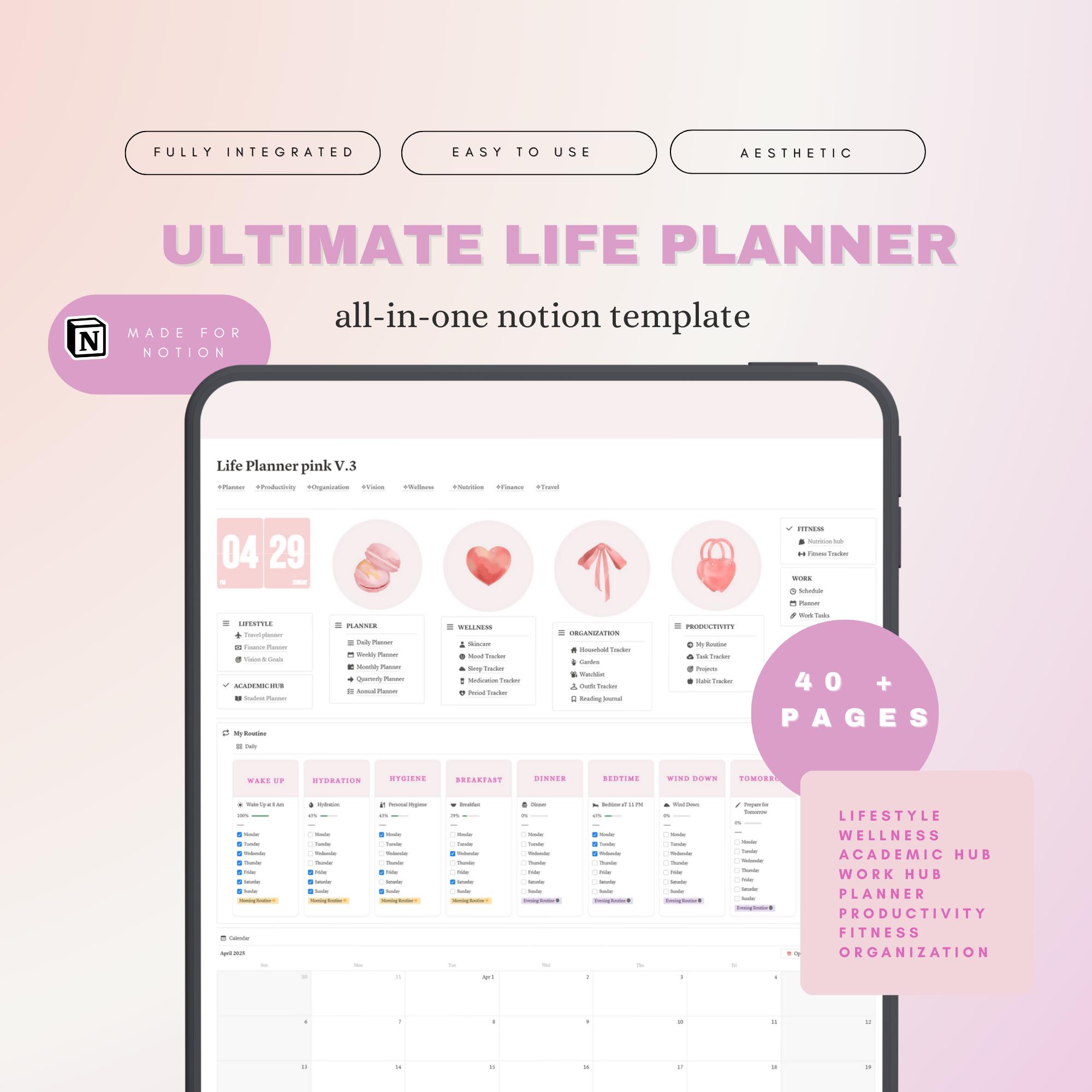 Notion Template | Notion Life Planner Template | Notion Student Planner | Ultimate Life Planner Notion | Notion Aesthetic Template