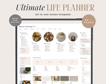 Notion Life Planner Template | Beige Aesthetic Dashboard