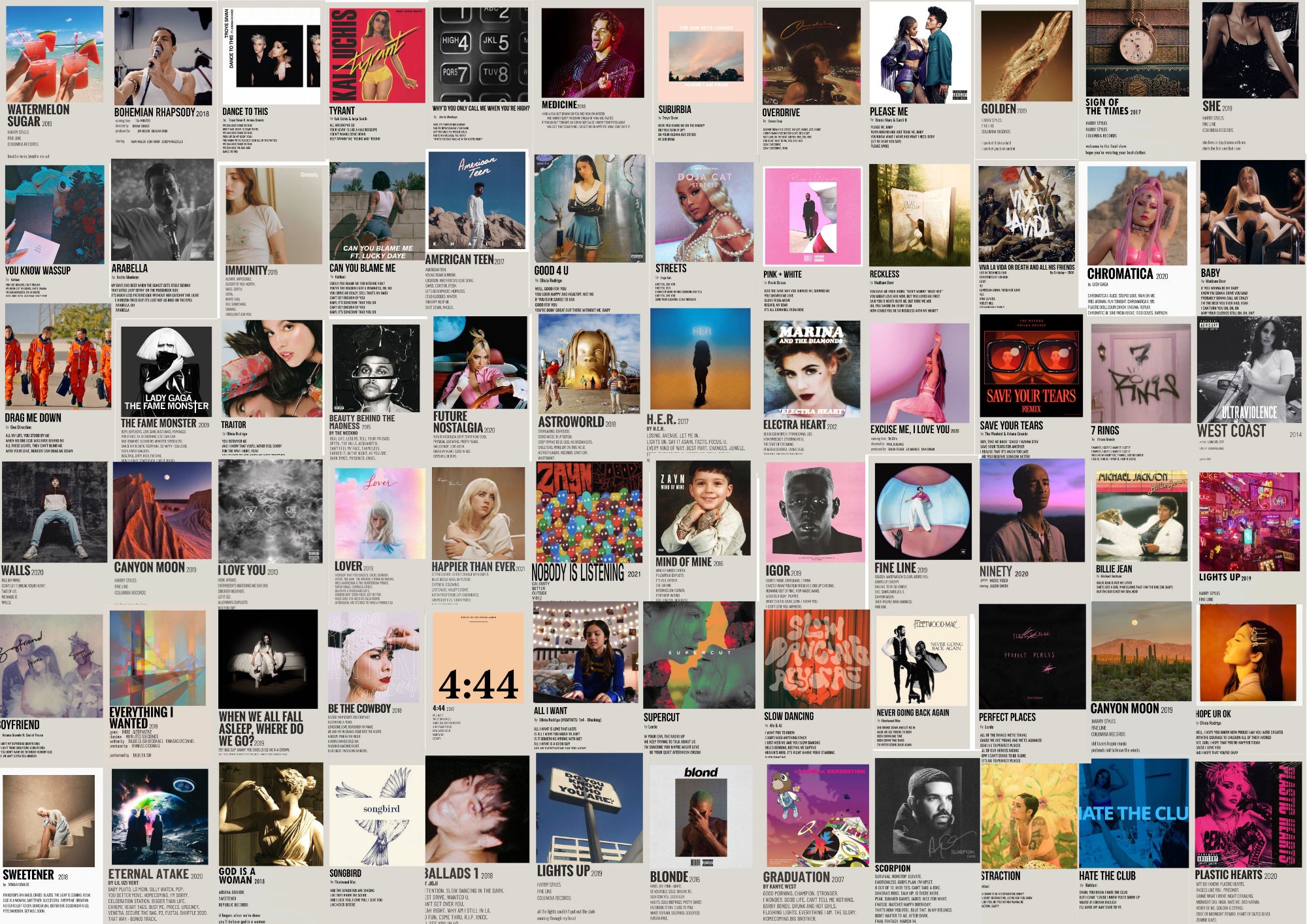 590 PCS music polaroid poster wall collage kit minimalist Etsy